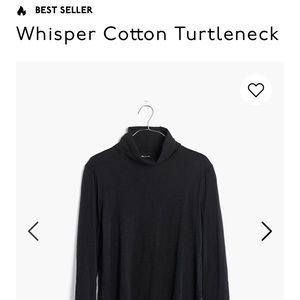 Madewell Black Whisper Cotton Turtleneck Sz M NWT